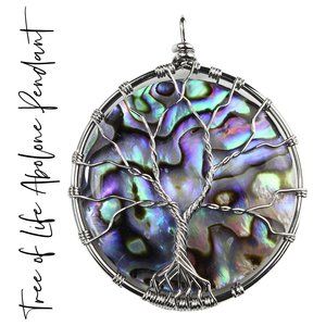 Gorgeous Abalone Shell Tree Of Life Silver Pendant